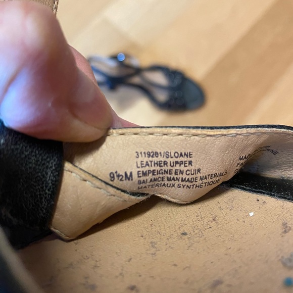 Black leather platform wedge sandals 9.5 - Picture 3 of 7